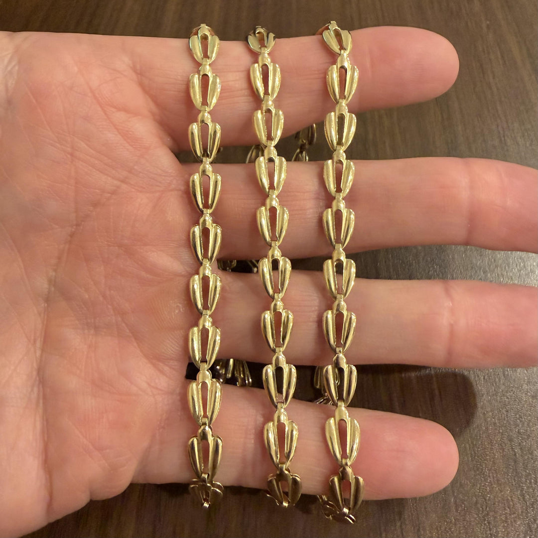 14k Yellow Gold 24.3g Ladies Long 7mm Polished Fancy Link Necklace 30"