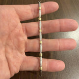 14k Yellow and White Gold 4.4g Ladies Diamond Cut 4mm Fancy Link Bracelet 7.5"