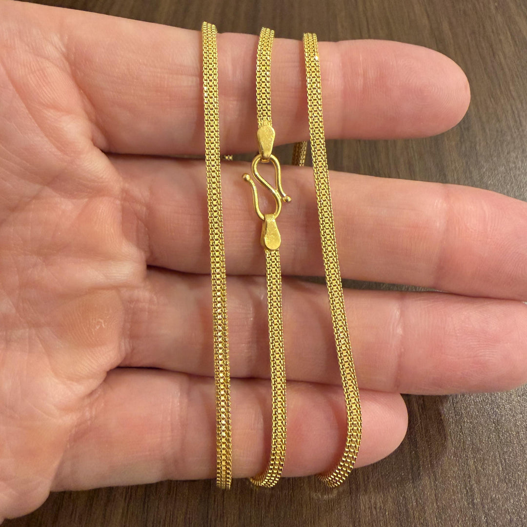 22k Yellow Gold 24g Solid Squared 2.5mm Fancy Link Chain Necklace 24"