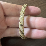 14k Yellow Gold 12g Textured and Polished Twisted Bangle Bracelet 7"
