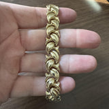 14k Yellow Gold 20g Ladies Chunky 14mm Fancy Link Bracelet Turkey 7.75"