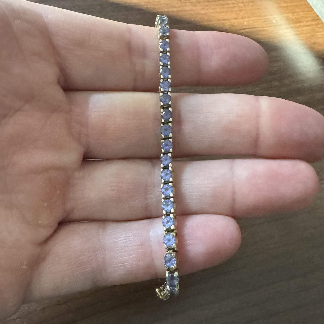 14k Yellow Gold and Tanzanite 14g Solid Ladies Tennis Bracelet 7.5"