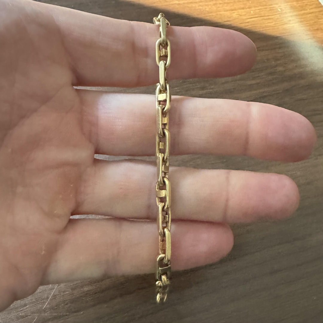 14k Yellow Gold 24.4g Solid Men's 5mm Mariner Cable Link Bracelet Italy 8.5"