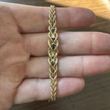 14k Yellow Gold Blue Sapphire and Diamond Double Rope Bracelet 7.5"