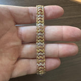 18k Yellow White and Rose Gold 7g Ladies Tri Tone Fancy Link Bracelet 7"