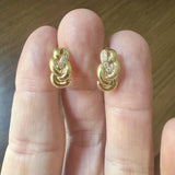 18k Yellow Gold and Diamond 4.2g Braided Huggie Clip On Earrings