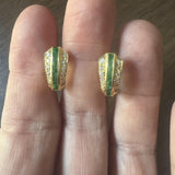 18k Yellow Gold Emerald and Diamond Clip On Earrings