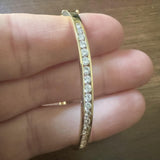 18k Yellow Gold and 1.10cttw Diamond Solid Bangle Bracelet 6.5"