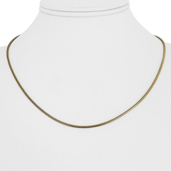 14k Yellow Gold 4.6g Solid Thin 1.5mm Round Snake Link Necklace Italy 18