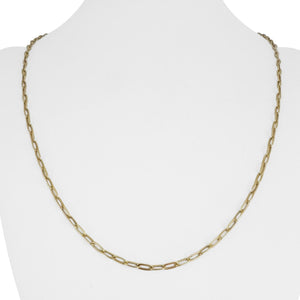 14k Yellow Gold 2.5g Hollow Very Light 2.8mm Paperclip Link Necklace Italy 22"