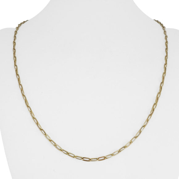 14k Yellow Gold 2.5g Hollow Very Light 2.8mm Paperclip Link Necklace Italy 22