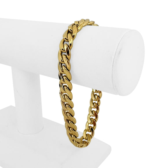 10k Yellow Gold 21g Semi Solid Men's 9mm Curb Cuban Link Bracelet 9
