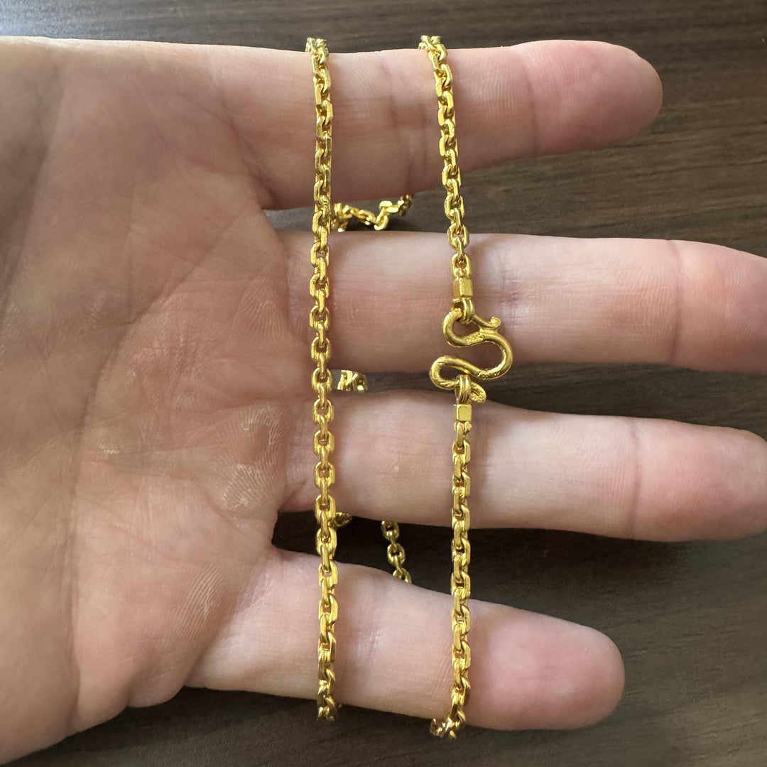 24k Pure Yellow Gold 37.5g Solid Heavy 3.2mm Cable Biker Link Chain Necklace 23"