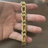 18k Yellow Gold 27.5g Semi Solid 13.5mm Thick Curb Link Bracelet Italy 7.5"