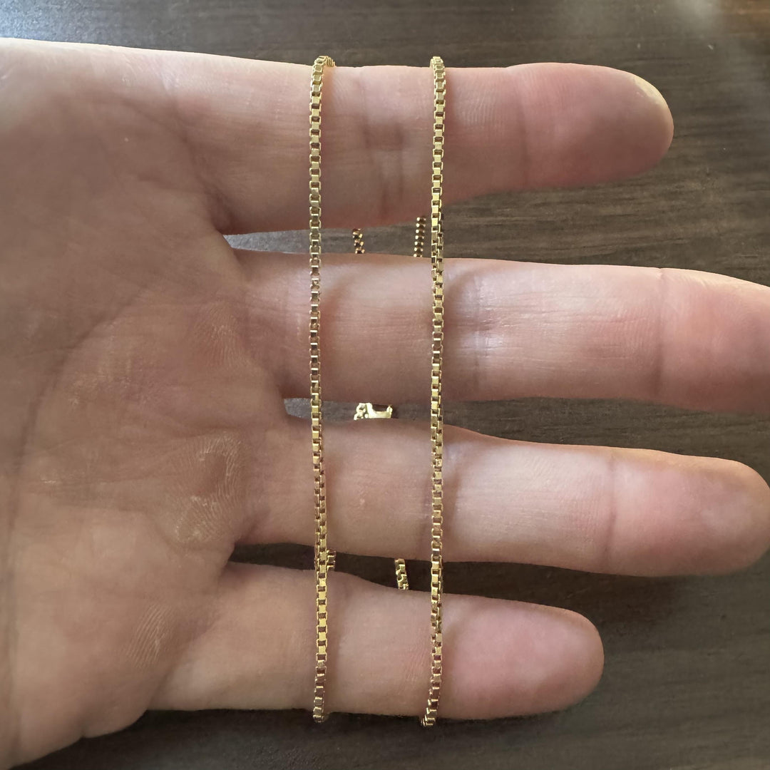 18k Yellow Gold 4g Hollow Light 1.8mm Milor Box Link Chain Necklace Italy 20"