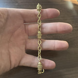18k Yellow Gold 31g Solid Heavy Vintage Cable Link Barrel Station Bracelet 7"