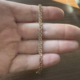 18k Yellow Gold 11.9g Solid Vintage Men's Fancy Curb Link Bracelet Italy 8.5"