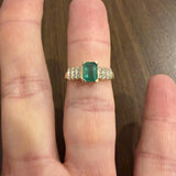 14k Yellow Gold Emerald and 0.20cttw Diamond Ladies Ring Size 8