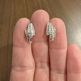 10k White Gold 0.50cttw Round and Baguette Cut Diamond Earrings