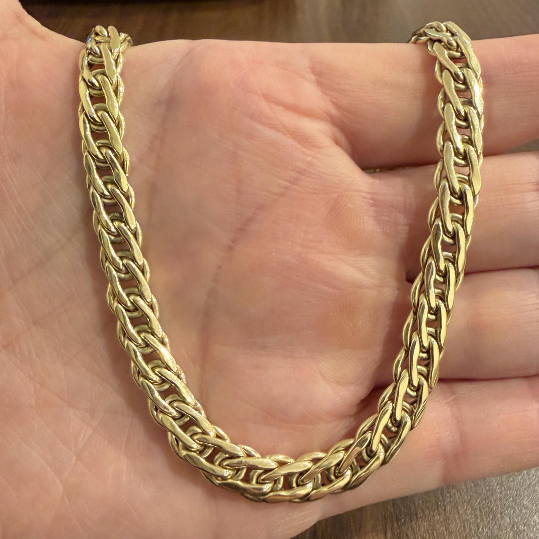 14k Yellow Gold 23.9g Ladies Thick 8mm Polished Fancy Link Necklace Italy 17"