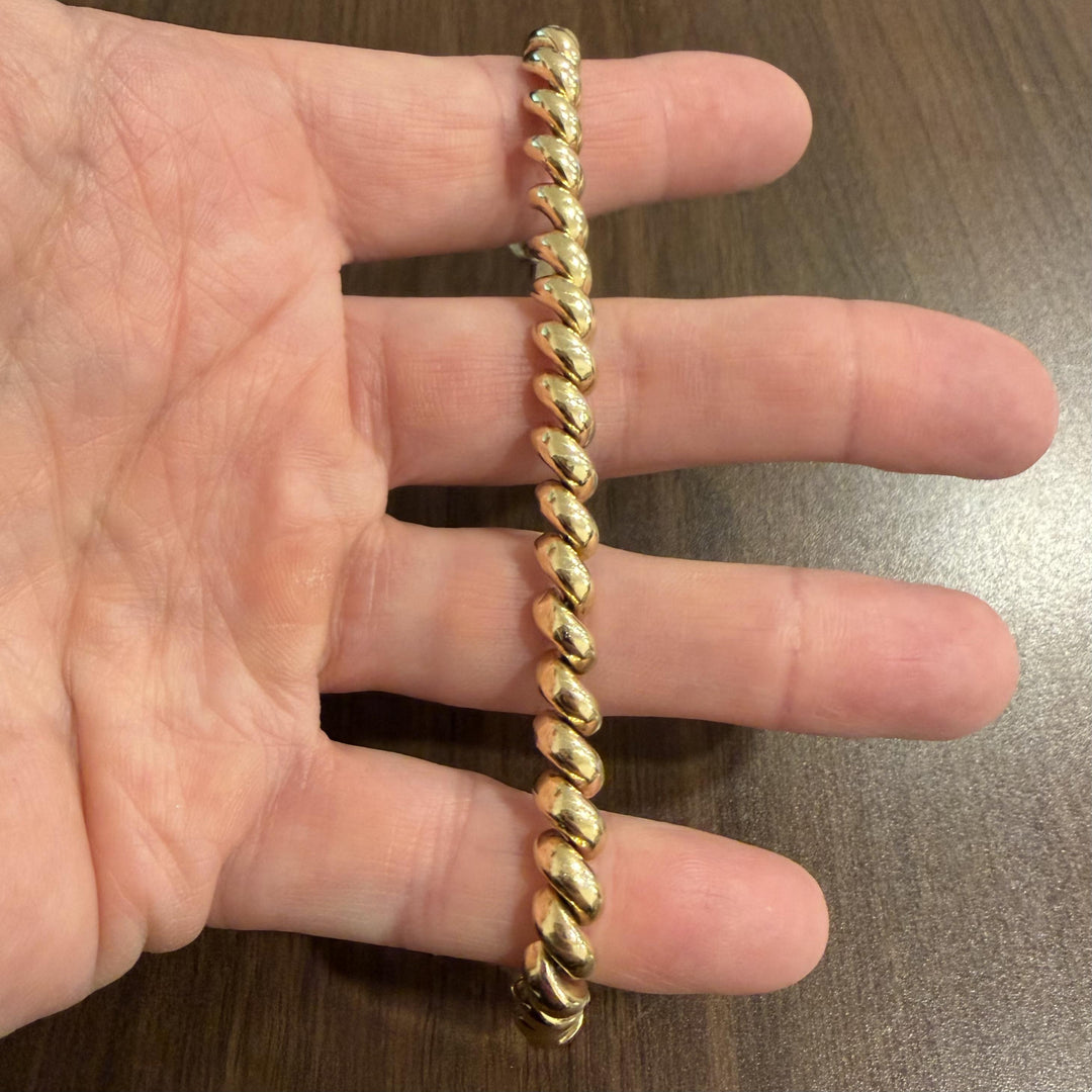 14k Yellow Gold 14.8g Ladies Polished 7mm San Marco Link Bracelet Italy 7.25"