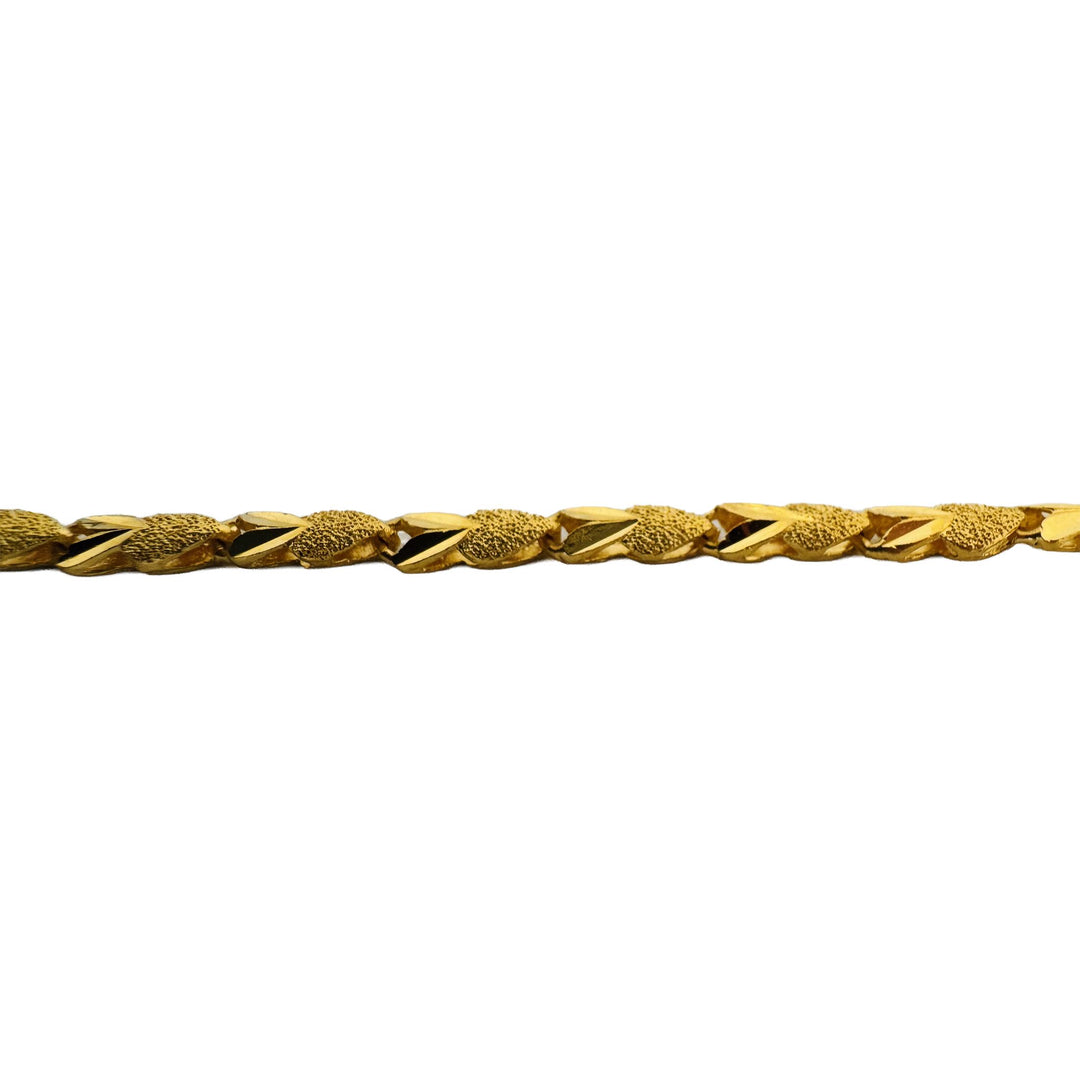 24k Pure Yellow Gold 16.9g Solid Textured Diamond Cut Heart Link Necklace 18"