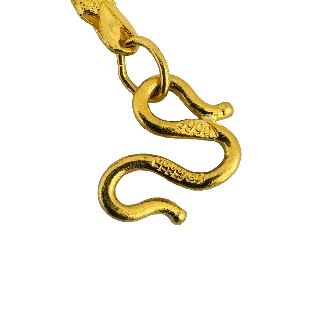 24k Pure Yellow Gold 16.9g Solid Textured Diamond Cut Heart Link Necklace 18"