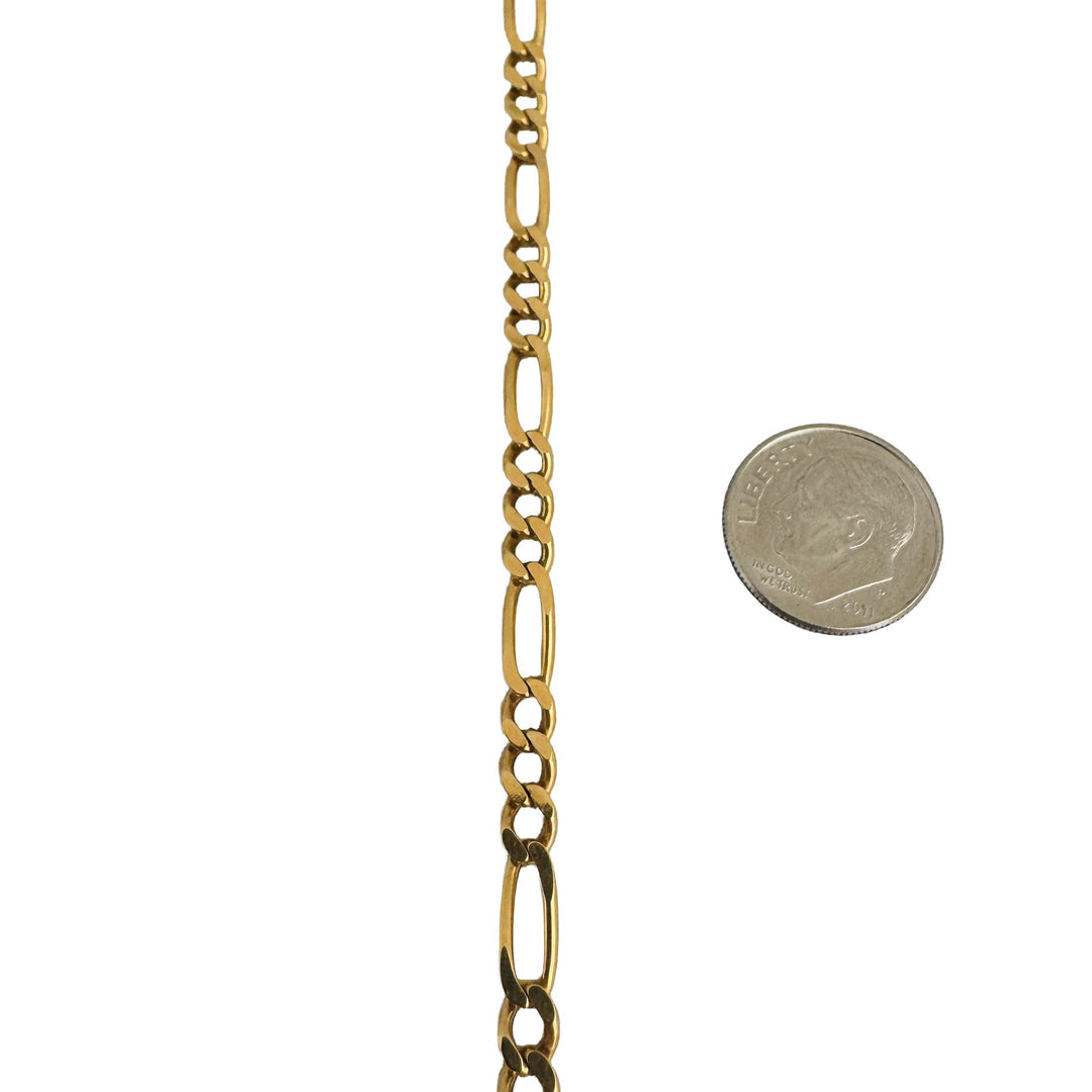 19k Portuguese Yellow Gold 23g Solid Heavy 4.5mm Figaro Link Chain Necklace 21"
