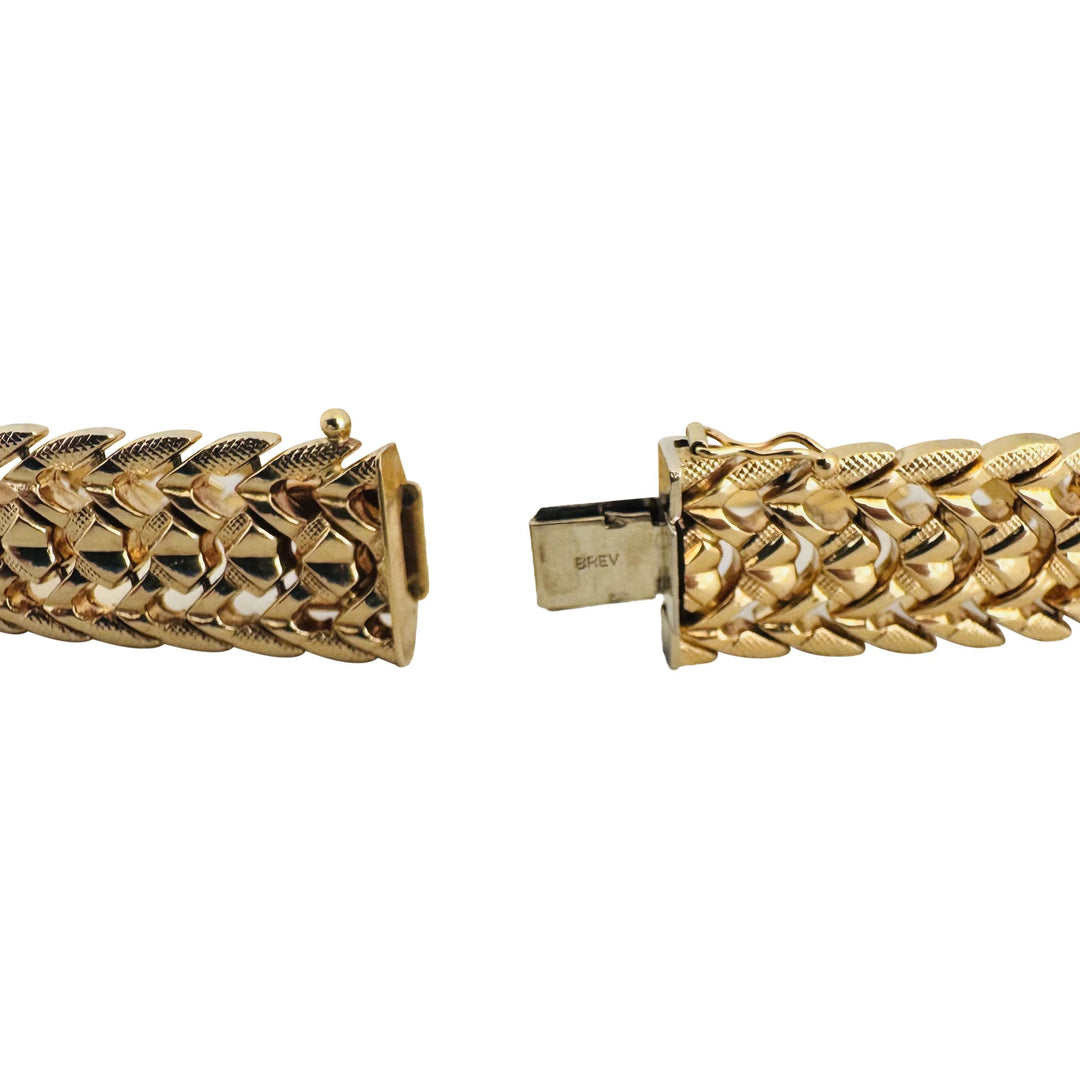 18k Yellow Gold 26.2g Vintage Ladies 15mm Fancy Link Bracelet Italy 7.5"