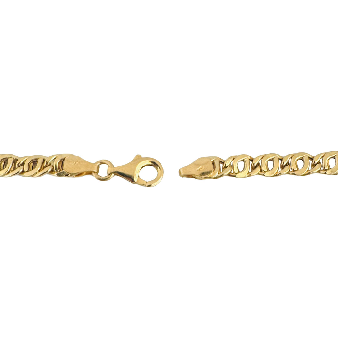 18k Yellow Gold 5.3g Hollow Light 5mm Fancy Curb Link Bracelet Italy 8"
