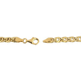 18k Yellow Gold 5.3g Hollow Light 5mm Fancy Curb Link Bracelet Italy 8"