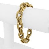 18k Yellow Gold 23.7g Heavy Thick Double Oval Cable Link Bracelet Italy 7.75"