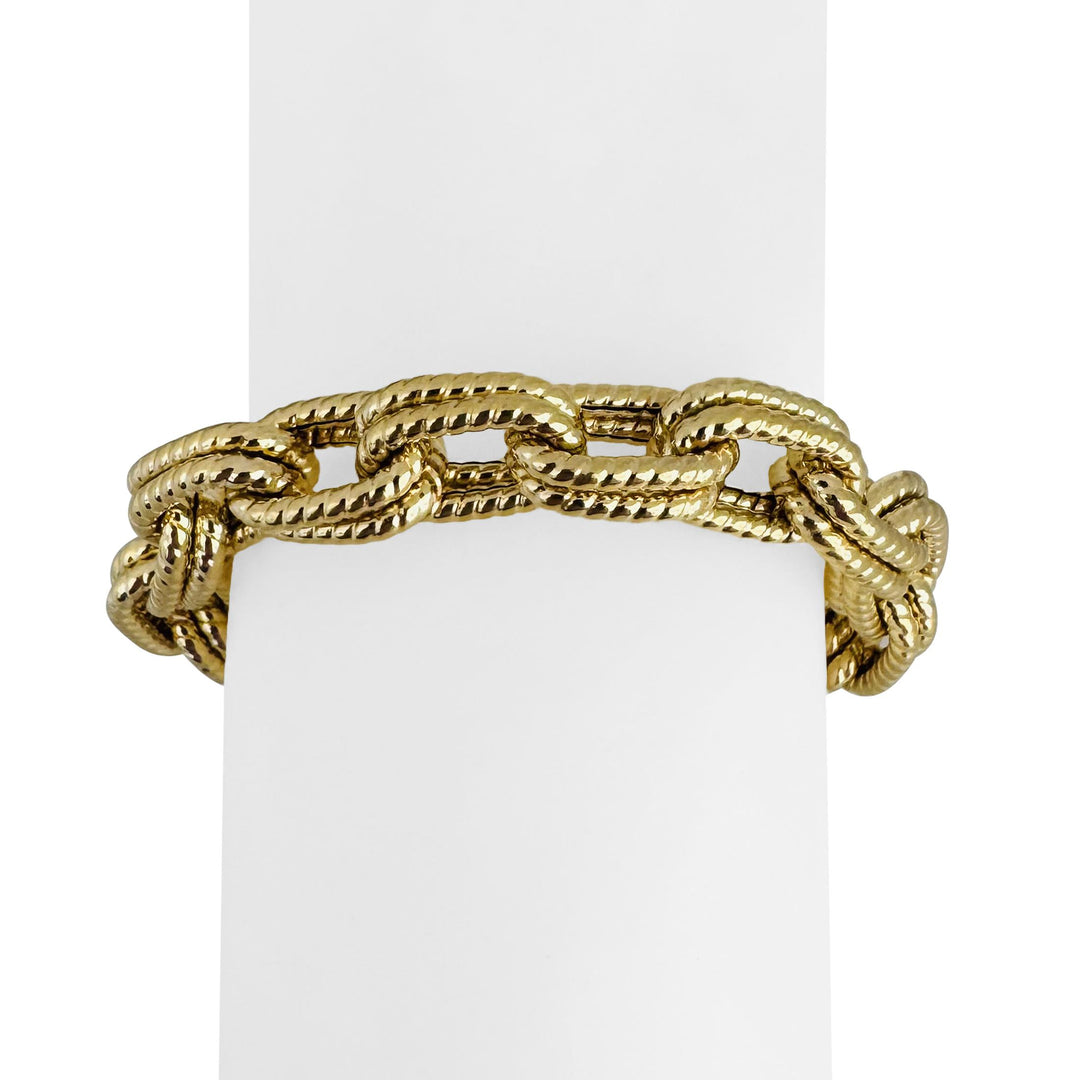 18k Yellow Gold 23.7g Heavy Thick Double Oval Cable Link Bracelet Italy 7.75"