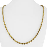 18k Yellow Gold 13.3g Hollow Vintage 4mm Rope Chain Necklace Italy 24"