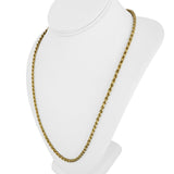 18k Yellow Gold 13.3g Hollow Vintage 4mm Rope Chain Necklace Italy 24"