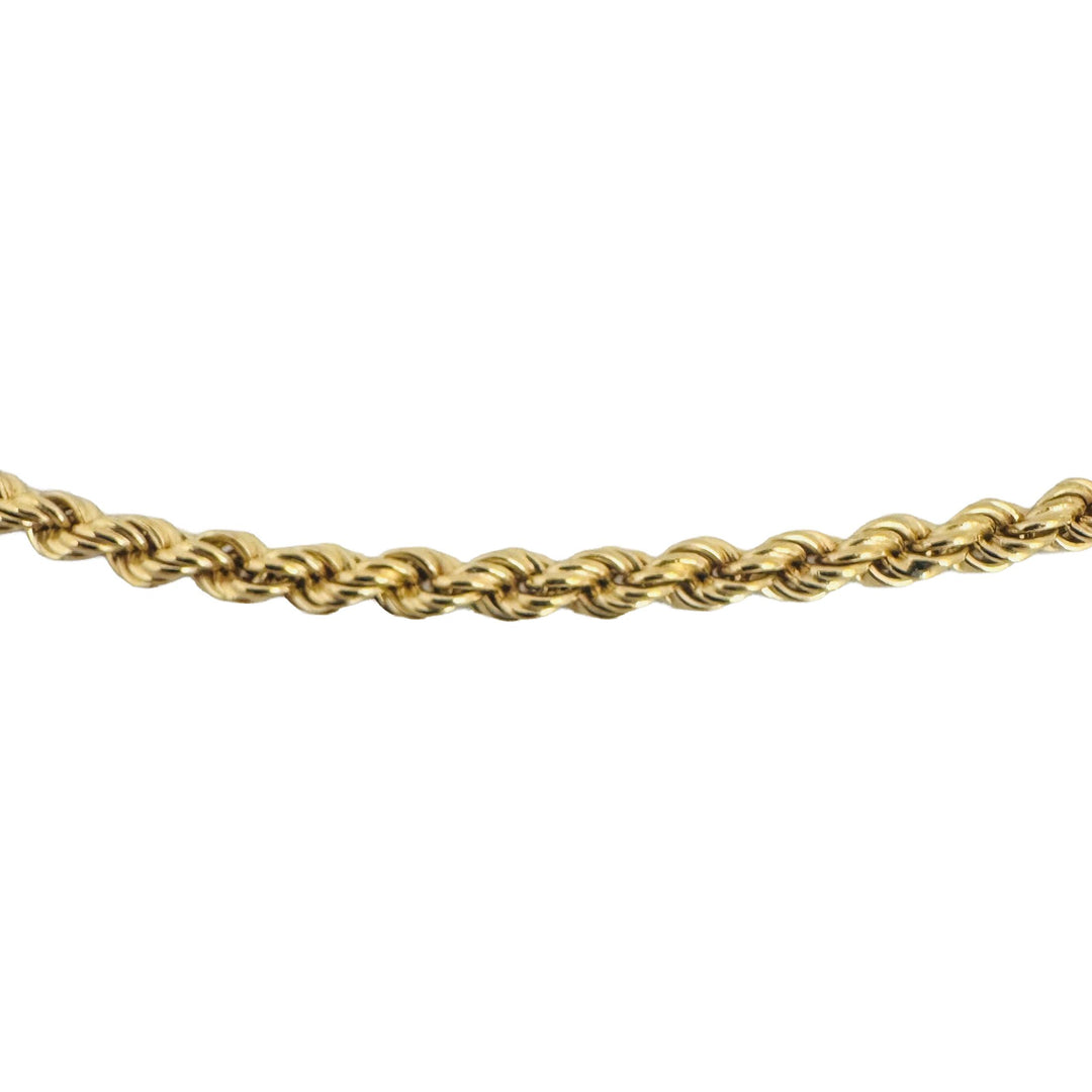 18k Yellow Gold 13.3g Hollow Vintage 4mm Rope Chain Necklace Italy 24"