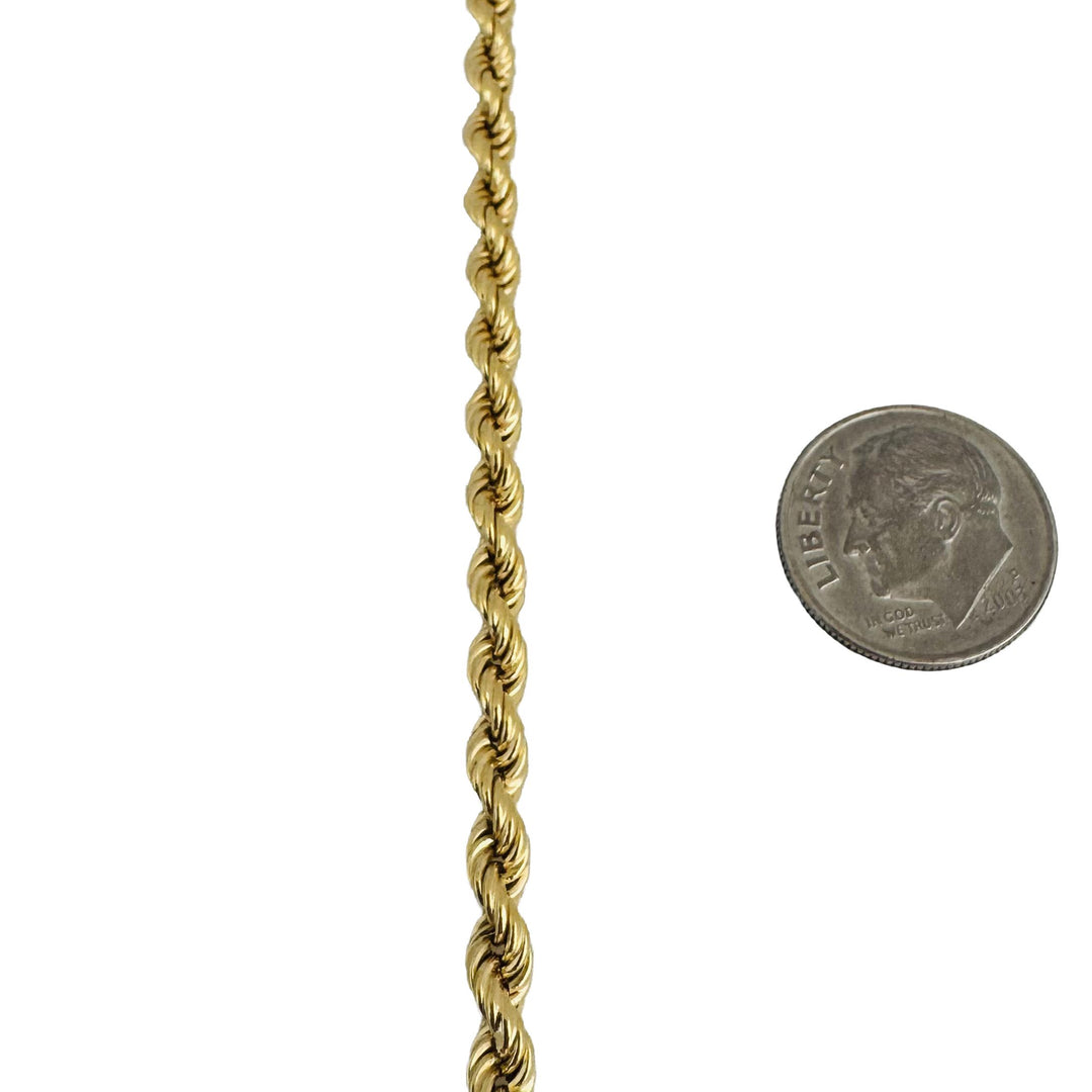 18k Yellow Gold 13.3g Hollow Vintage 4mm Rope Chain Necklace Italy 24"