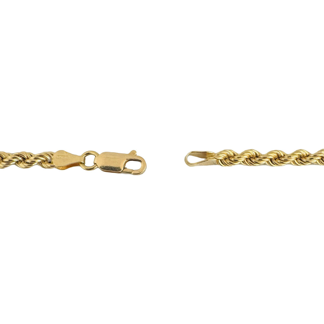 18k Yellow Gold 13.3g Hollow Vintage 4mm Rope Chain Necklace Italy 24"