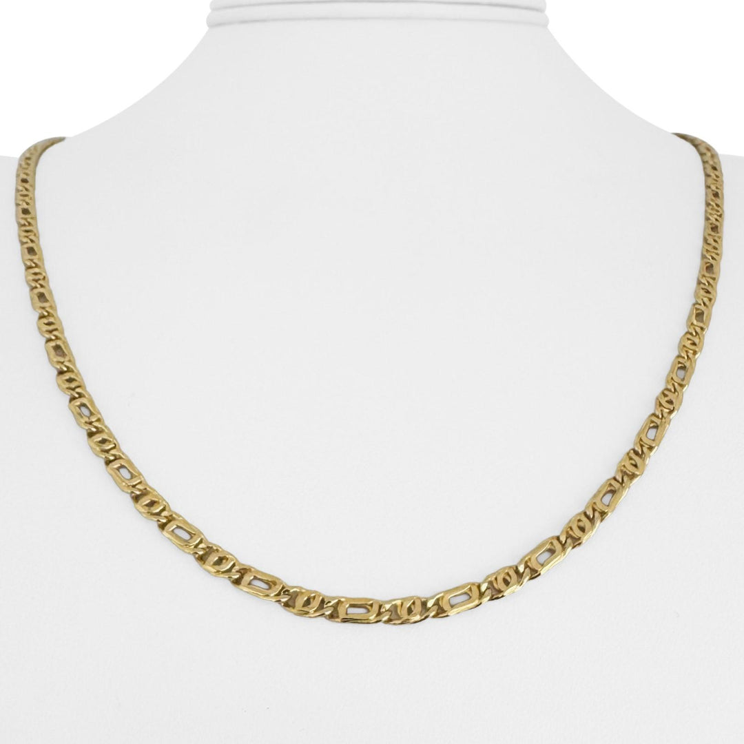 18k Yellow Gold 8.3g Hollow 3.5mm Fancy Curb Link Chain Necklace 21.5"