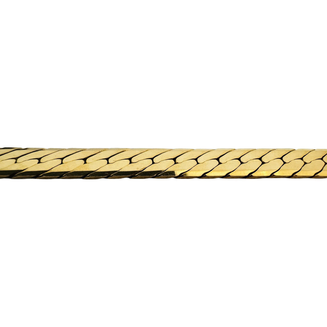14k Yellow Gold 24g Solid Thick Herringbone Link Choker Necklace Italy 15"