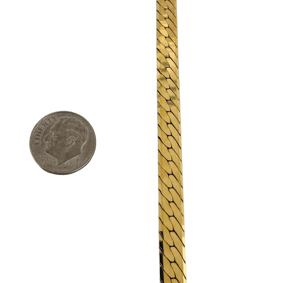 14k Yellow Gold 24g Solid Thick Herringbone Link Choker Necklace Italy 15"