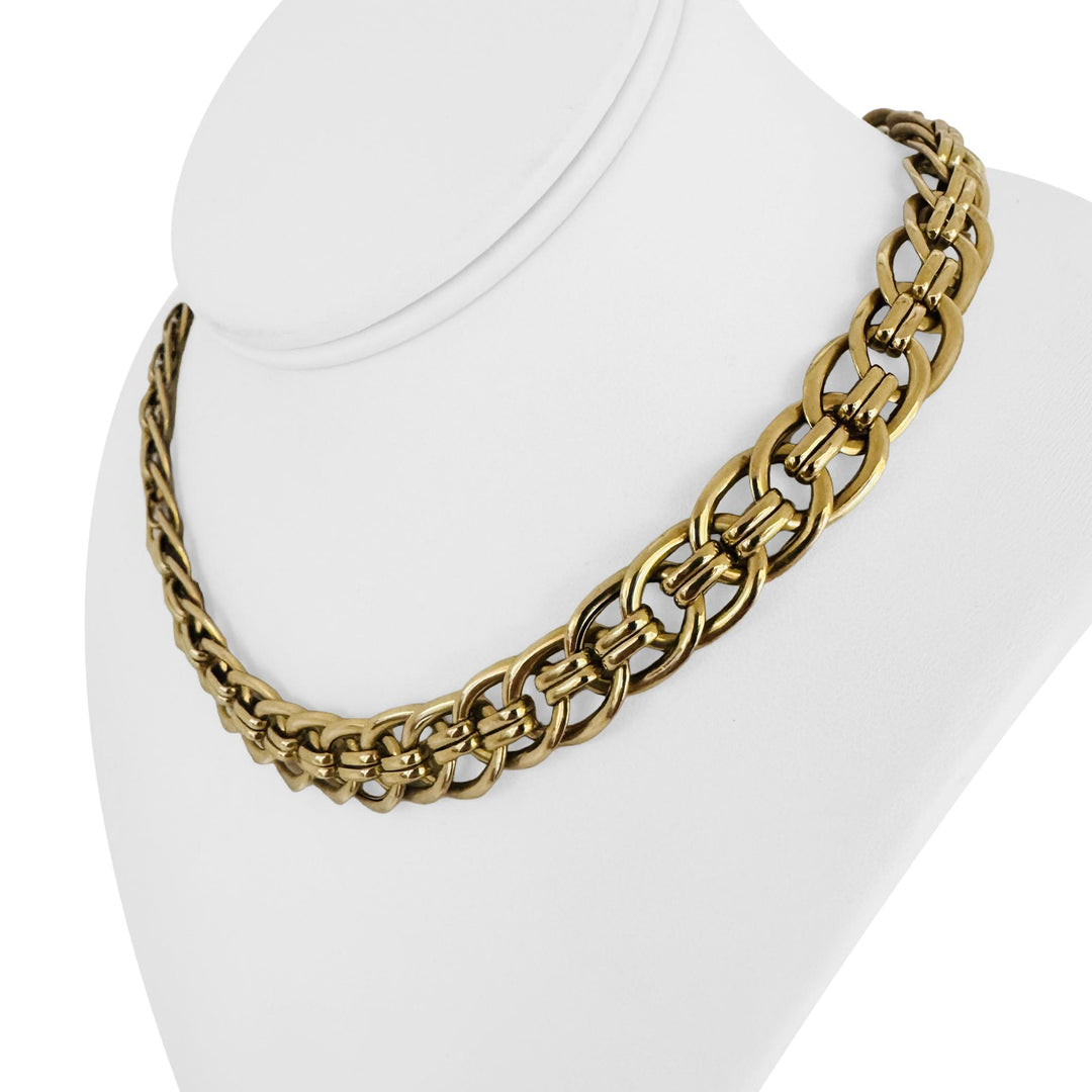 14k Yellow Gold 30.4g Thick Polished 12mm Fancy Link Necklace Italy 17"