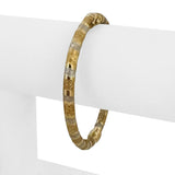 14k Yellow and White Gold 10.3g Textured Striped Bangle Bracelet Italy 7"