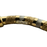 14k Yellow and White Gold 10.3g Textured Striped Bangle Bracelet Italy 7"