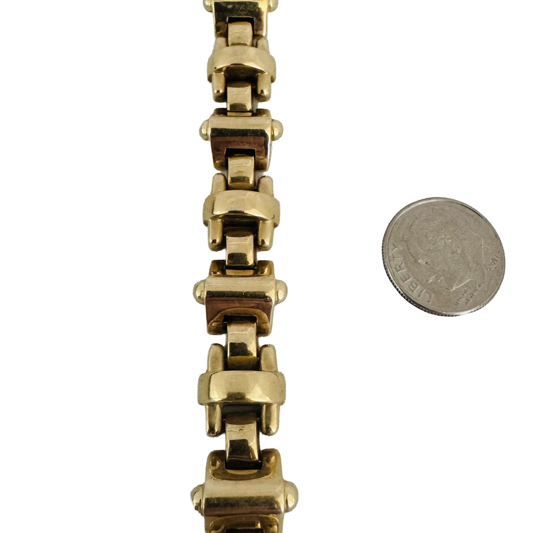 14k Yellow Gold 41.3g Solid Heavy Vintage 13mm Fancy Link Bracelet 7.5"