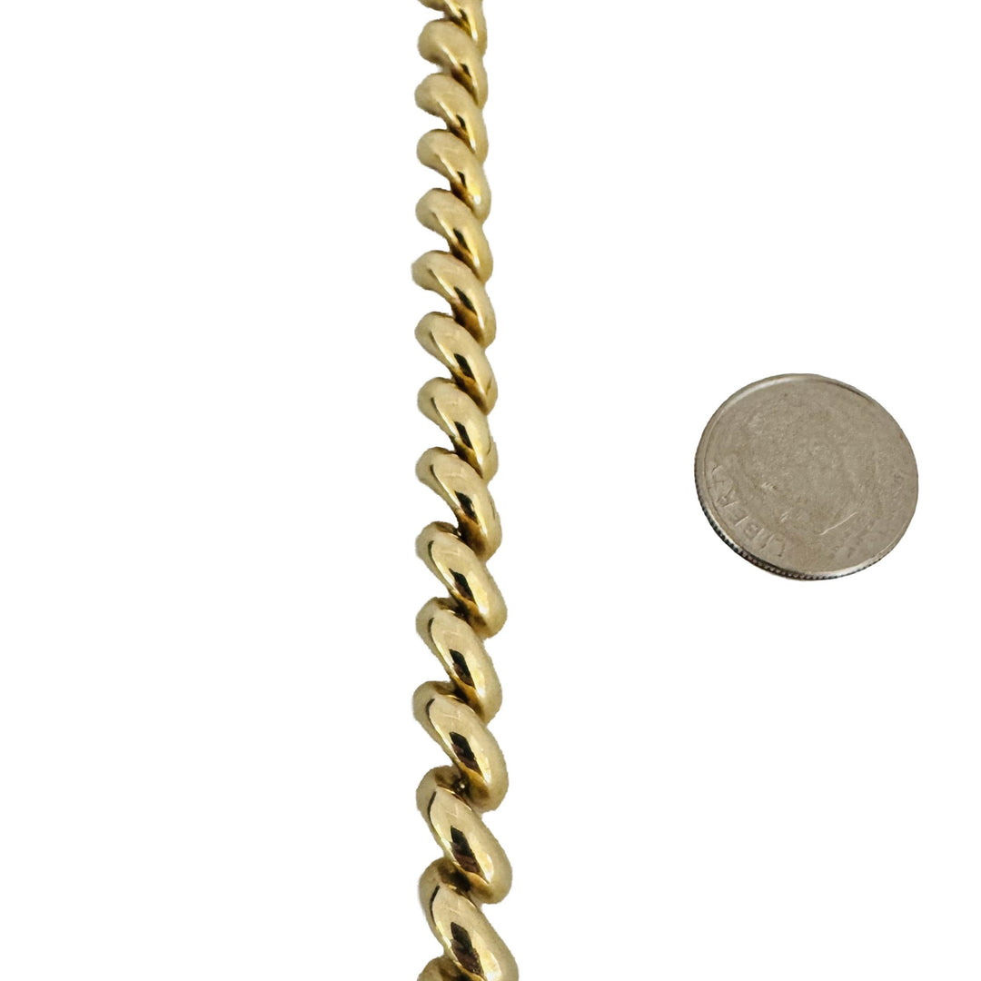 14k Yellow Gold 12.7g Ladies Polished 7mm San Marco Link Bracelet 7.25"