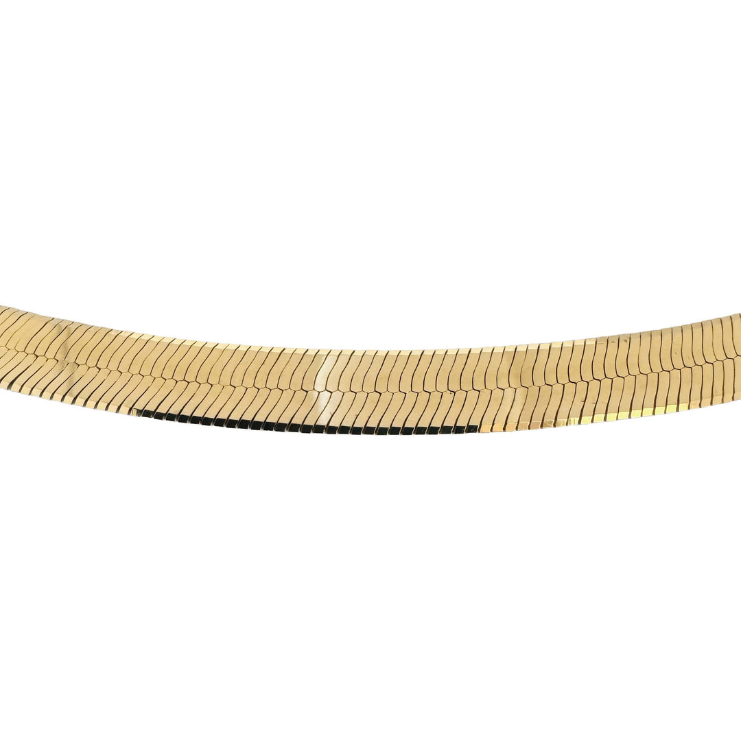 14k Yellow Gold 18.8g Flat Silky 7mm Herringbone Link Necklace Italy 16"