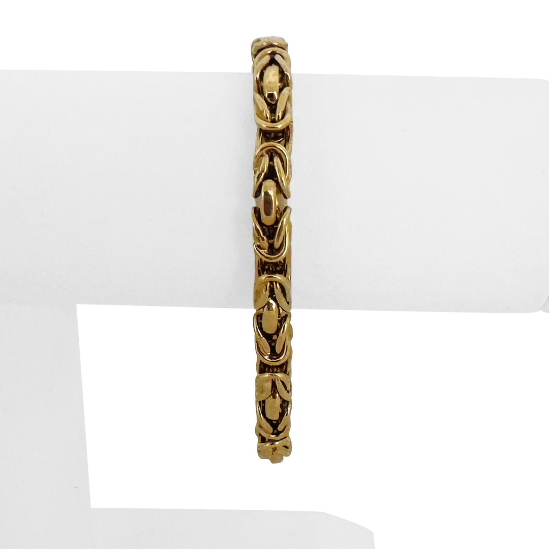 14k Yellow Gold 13.8g UnoAErre Squared 6mm Byzantine Link Bracelet Italy 7.5"