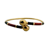 14k Yellow Gold and Enamel 7.3g  Flex Stretch Bypass Bangle Italy 6.55"