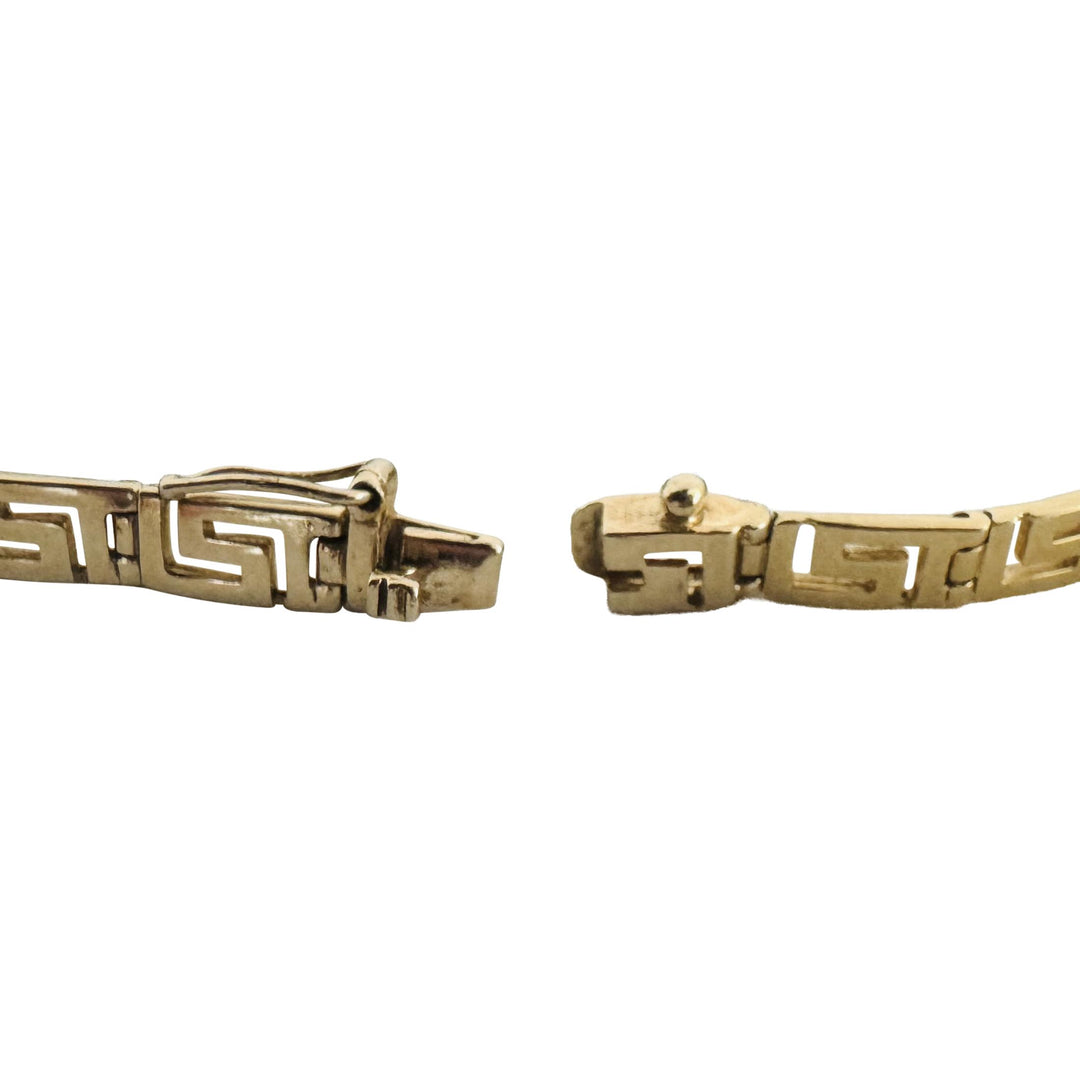 14k Yellow Gold 8.7g Greek Key 5mm Panel Link Bracelet 6.5"